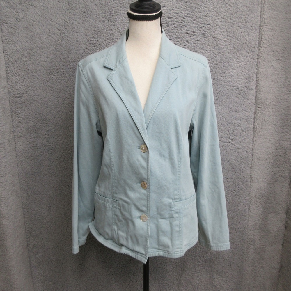 Tommy Bahama Stretch Blazer Women 14 Blue Modern Classic Officecore Quiet Luxury
